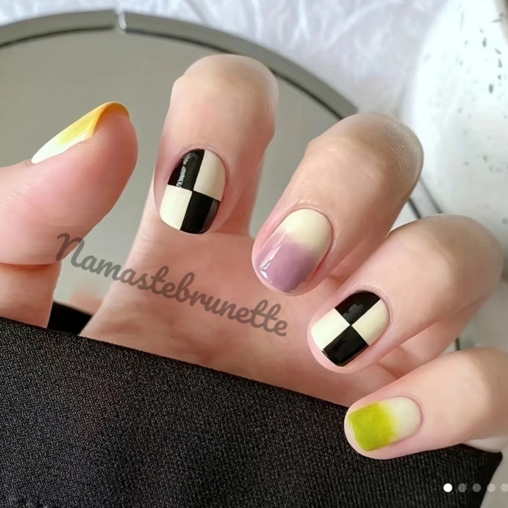 2/$16 Pink Yellow Press On Nails